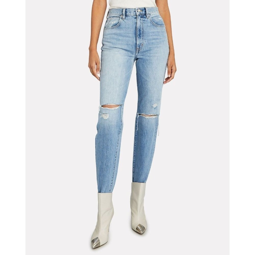 SLVRLAKE Womens Sierra Distressed Straight-Leg Jeans High Rise Size 25